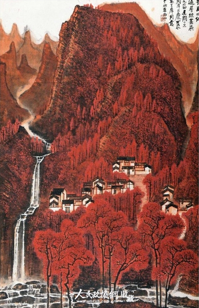 李可染 《萬(wàn)山紅遍》 1964年 現(xiàn)藏于北京榮寶齋 137cm x 85cm_副本