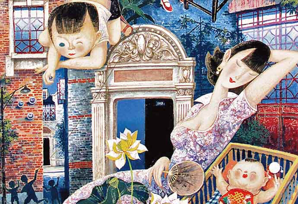 《石庫門情節(jié)》（局部）重彩畫 2008年