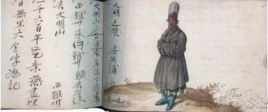 馬來(lái)西亞華僑商人興浦的肖像和親筆字。De Vrise, Album Amicorum, 1601年。私人收藏