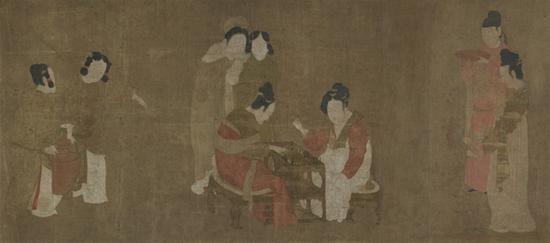 佛利爾美術(shù)館藏《內(nèi)人雙陸圖》，仿周昉風(fēng)格