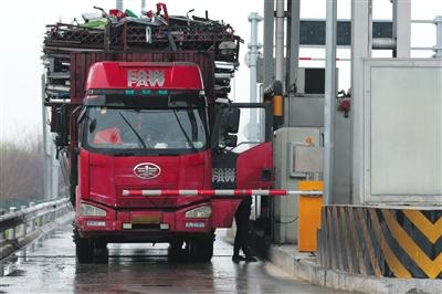 4月13日，京津高速臺(tái)湖收費(fèi)站，一名大貨車司機(jī)從車上下來取高速卡。本版攝影/新京報(bào)記者 朱駿