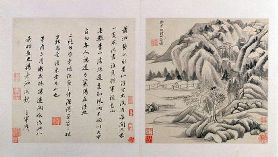 中國(guó)山水畫(huà)：明代董其昌書(shū)畫(huà)作品《仿古山水冊(cè)》之一