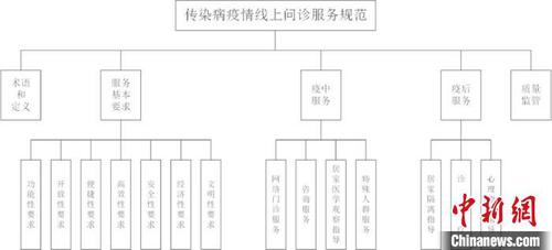 圖為《傳染病疫情線上問診服務(wù)規(guī)范》確立的標(biāo)準(zhǔn)框架。浙江省市場監(jiān)管局供圖